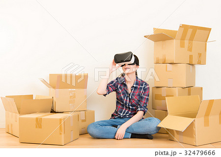 woman moving and experience vr device 32479666