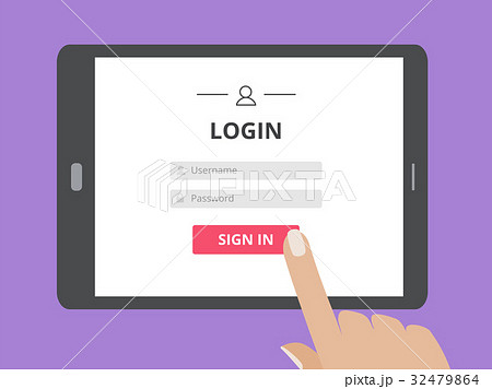 Hand touching the screen of tablet computer with 32479864