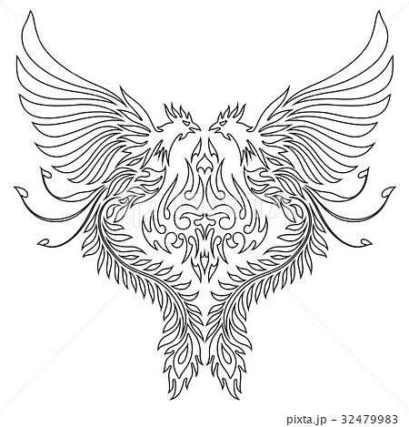 鳳凰のイラストのイラスト素材