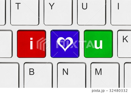 Computer keyboard with I love You keys 32480332
