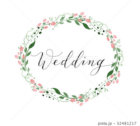 Wedding card with flower wreath, invitation 32481217
