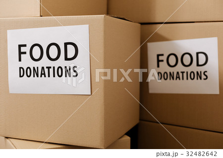 Durable big boxes filled with food donations Durable big boxes filled with food donations 32482642