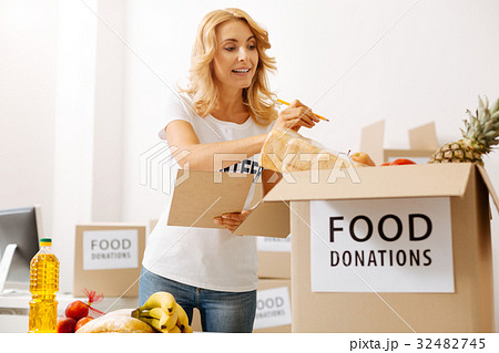 Intelligent neat woman counting the items 32482745