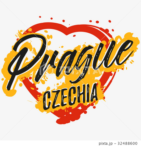 Print with lettering about Prague 32488600