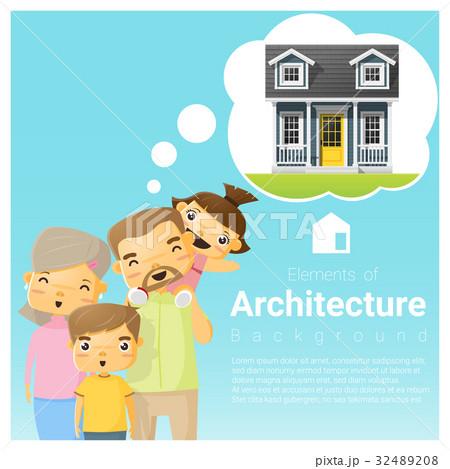 Happy family and dream house background 32489208