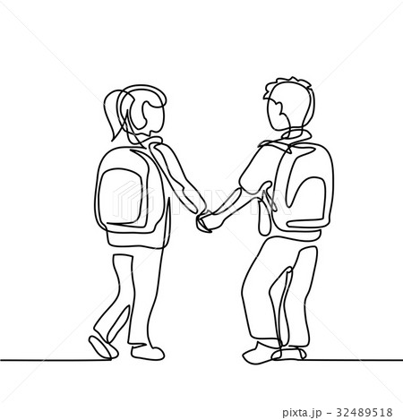 Boy and girl going back to school with bags. 32489518