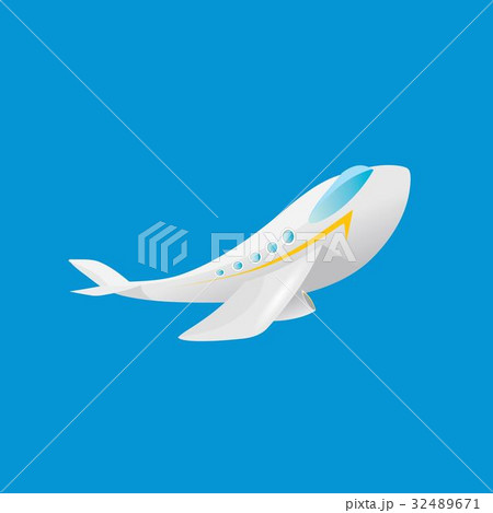vector cartoon airplane flying in blue sky 32489671