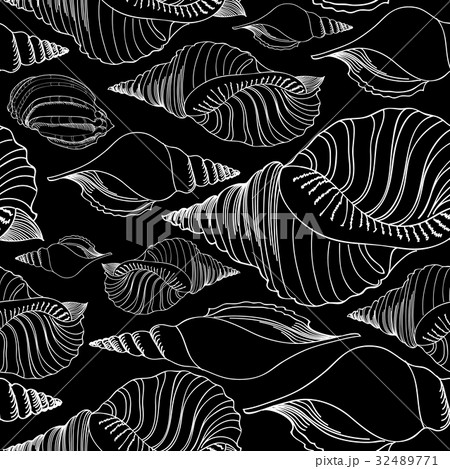 Seashell tiled pattern. Summer holiday Marine life Seashell tiled pattern. Summer holiday Marine life 32489771