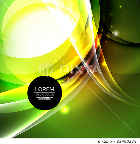 Digital illustration, glowing waves and circles Digital illustration, glowing waves and circles 32490278