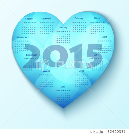 2015 Calendar Heart Design Template - Week Start W 32490331