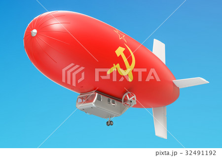 Airship or dirigible balloon with USSR flag Airship or dirigible balloon with USSR flag 32491192