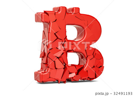 Broken Bitcoin Symbol, 3D rendering 32491193