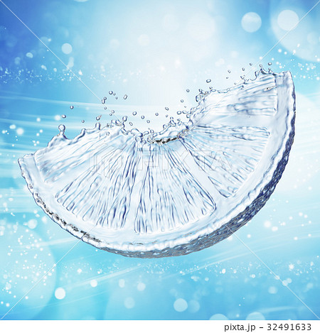 lemon made out of water splashes. Blue background lemon made out of water splashes. Blue background 32491633