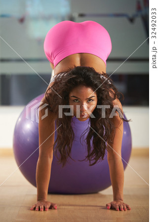 sexy woman workout with fitness ball - - PIXTA