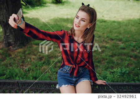 pin-up girl on the street 32492961