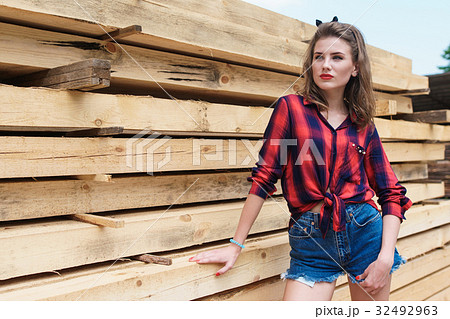 pin-up girl on the street 32492963