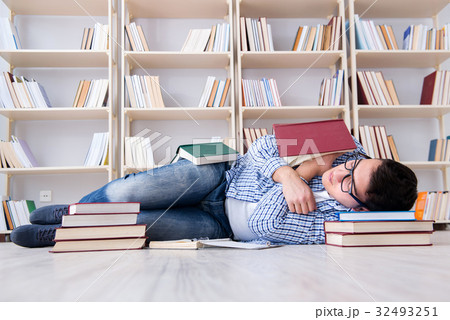 Young student studying with books 32493251