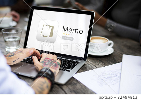 Illustration of personal organizer notepad on laptop Illustration of personal organizer notepad on laptop 32494813