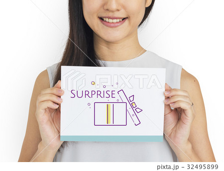 Illustration of happy anniversary gift box present on banner 32495899
