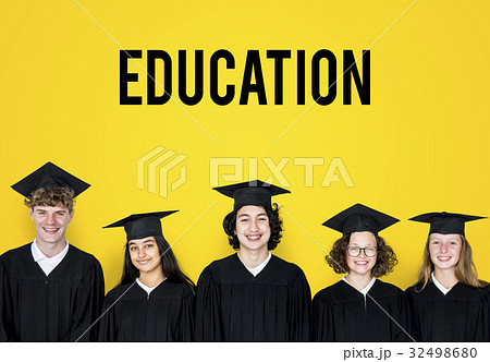 Group of students celebrate the graduation ceremony Group of students celebrate the graduation ceremony 32498680