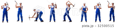 Man with axe isolated on the white Man with axe isolated on the white 32500515