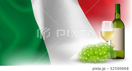 ワイン イタリア 国旗 背景 のイラスト素材