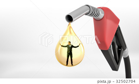 A large red gas nozzle leaking a giant yellow oil A large red gas nozzle leaking a giant yellow oil 32502704