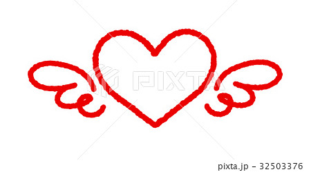 Red Line Heart Feathers Stock Illustration