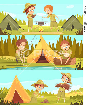 Scouts Activities Cartoon Banners Set Scouts Activities Cartoon Banners Set 32504778