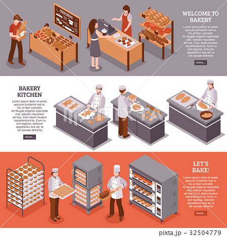 Bakery Isometric Horizontal Banners Bakery Isometric Horizontal Banners 32504779
