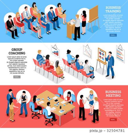 Business Meeting Isometric Horizontal Banners Business Meeting Isometric Horizontal Banners 32504781
