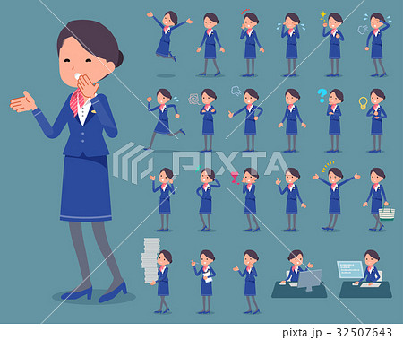 flat type Cabin attendant blue woman_1 32507643
