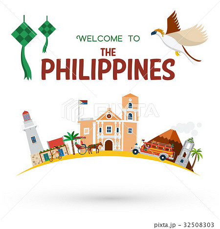 Illustration Of The Philippines S Landmarks And Icのイラスト素材 32508303 Pixta