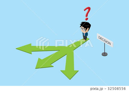 businessman standing on three directions, decision 32508556