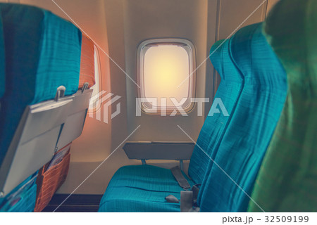 Airplane seat with in cabin of huge aircraft 32509199