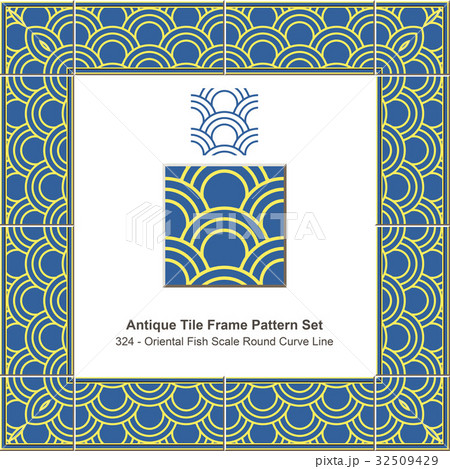 Antique tile frame pattern set 32509429