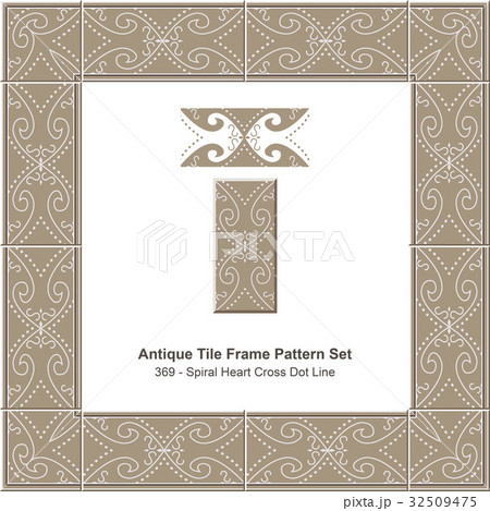 Antique tile frame retro pattern set 32509475