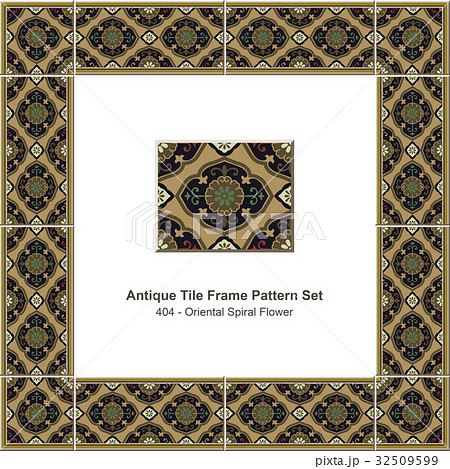 Antique tile frame retro pattern set Antique tile frame retro pattern set 32509599