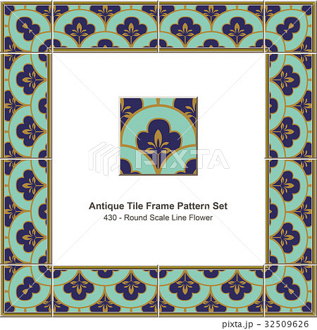 Antique tile frame retro pattern set 32509626