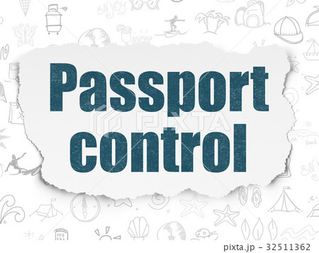 Travel concept: Passport Control on Torn Paper 32511362