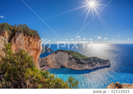 Navagio beach on Zakynthos island in Greece 32513025