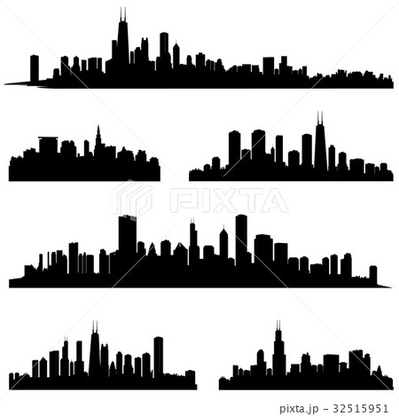 City silhouette set. Panorama Skyline urban border 32515951