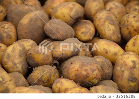 Heap of new potato at retail display close up 32516388