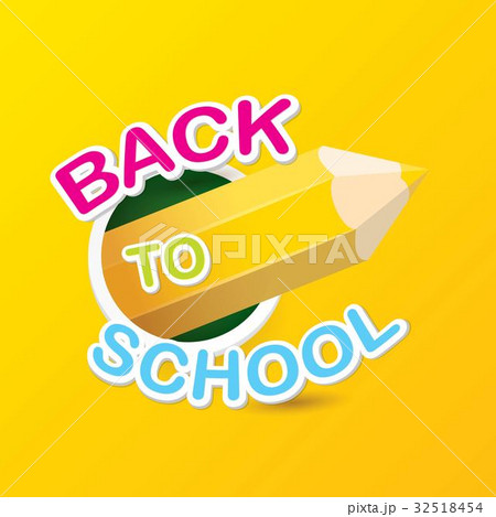 Back to school vector label with text and pencil Back to school vector label with text and pencil 32518454