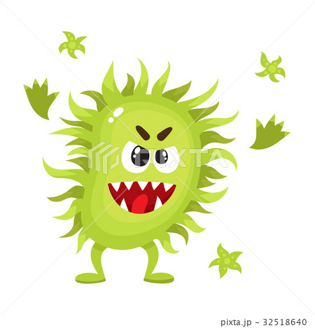 Ugly Green Virus Germ Bacteria Character Withのイラスト素材
