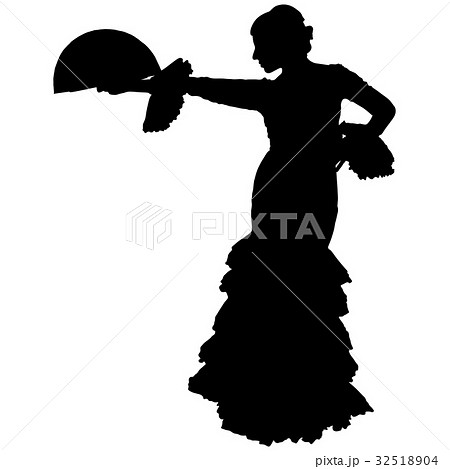 One Black Silhouette Of Female Flamenco Dancerのイラスト素材