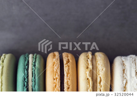 French macarons on gray background 32520044