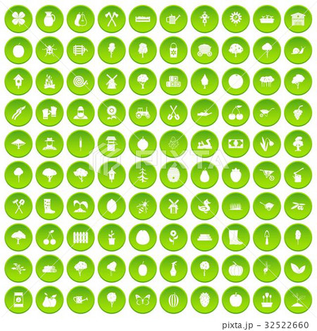 100 agriculture icons set green circle 32522660
