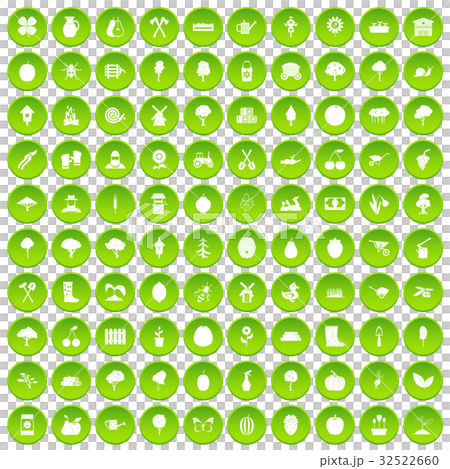 100 agriculture icons set green circle 32522660