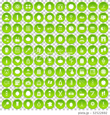 100 beauty product icons set green circle 32522692